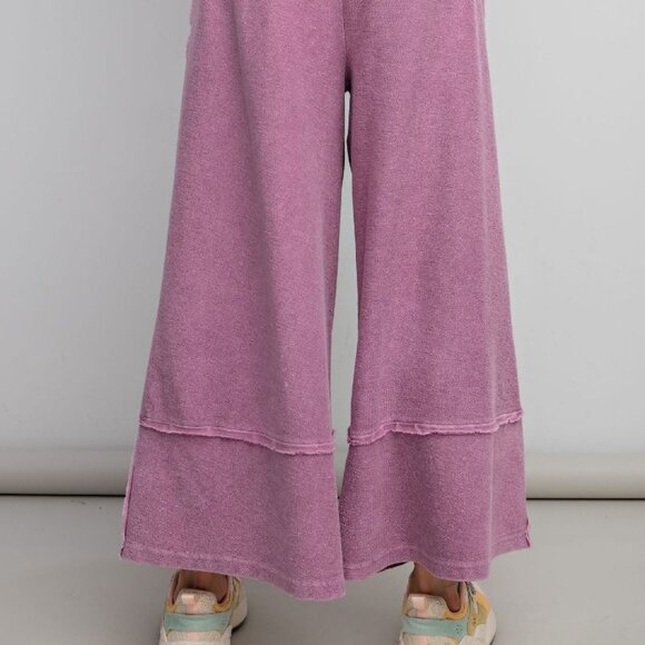 EASEL MAUVE WASHED CROP PANTS M OR L - Picture 2 of 4